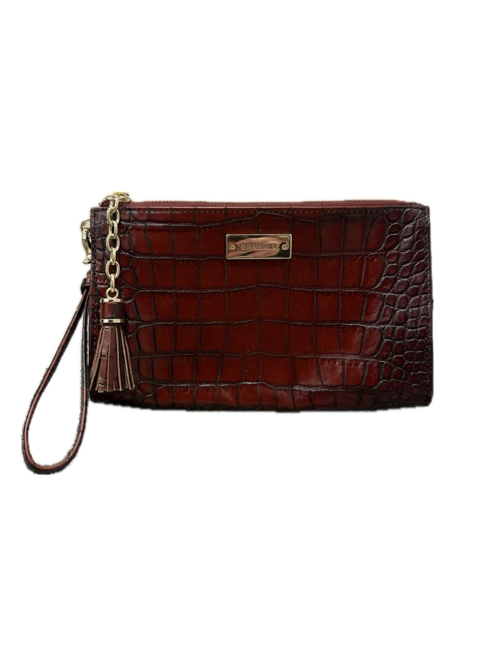Brahmin Millie Croc Wristlet in Burgundy